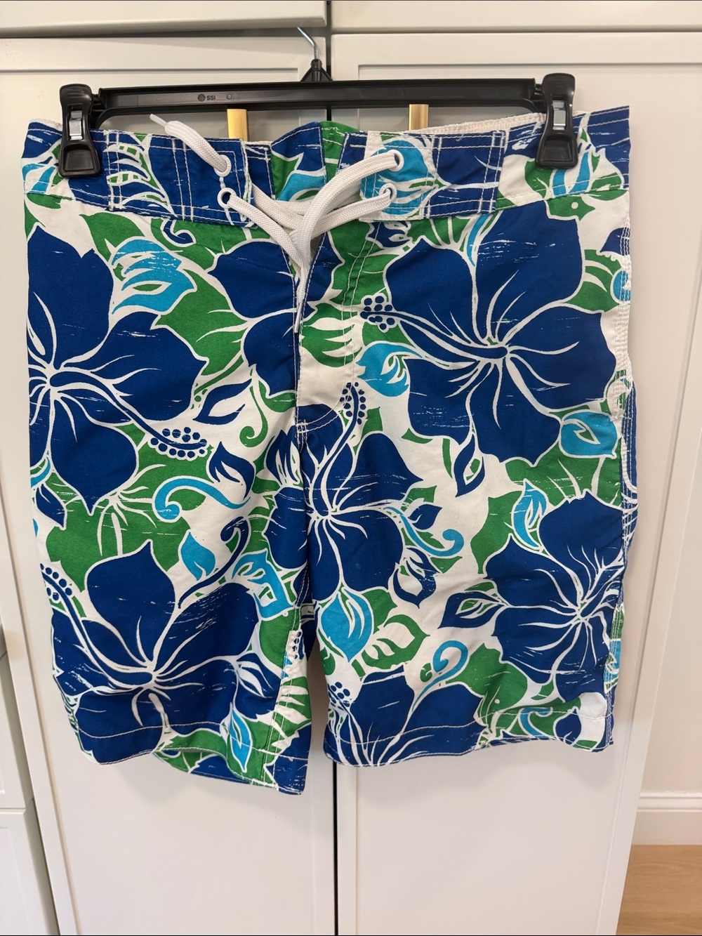 Men's Blue & Green Floral Swim Trunks Size Small